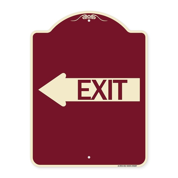 Exit With Left Arrow Heavy-Gauge Aluminum Architectural Sign, 24" H, 18" L, BU-1824-24607